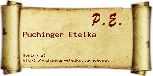 Puchinger Etelka névjegykártya
